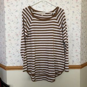Michael Kors brown and white striped sweater